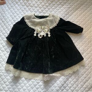 Vintage‎ Bonnie Baby hunter green baby Christmas dress 6-9 months